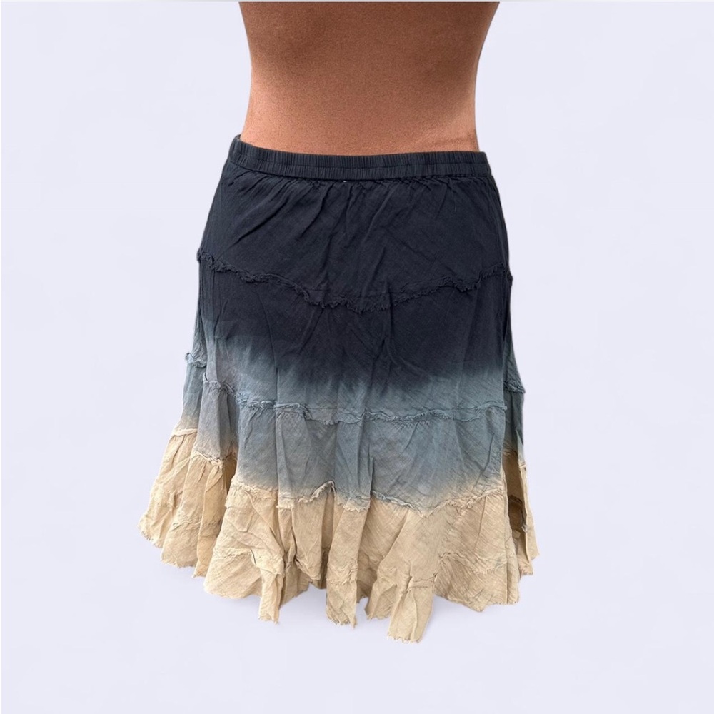 Solitaire grey & cream ombré midi ruffle skirt w elastic waistband - Picture 2 of 5